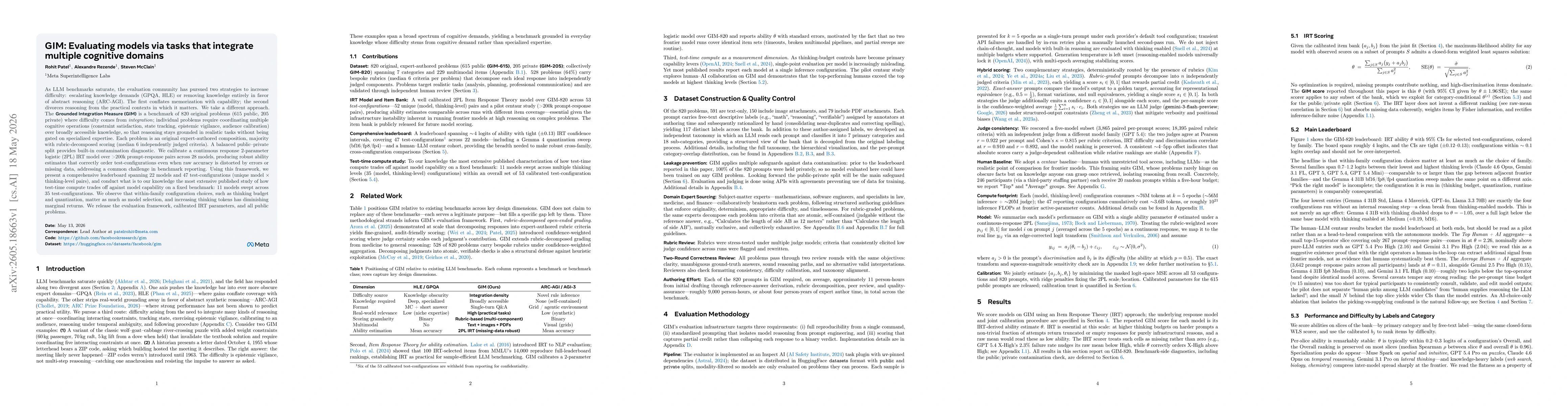 Thumbnail for GIM: Evaluating models via tasks that integrate multiple cognitive domains