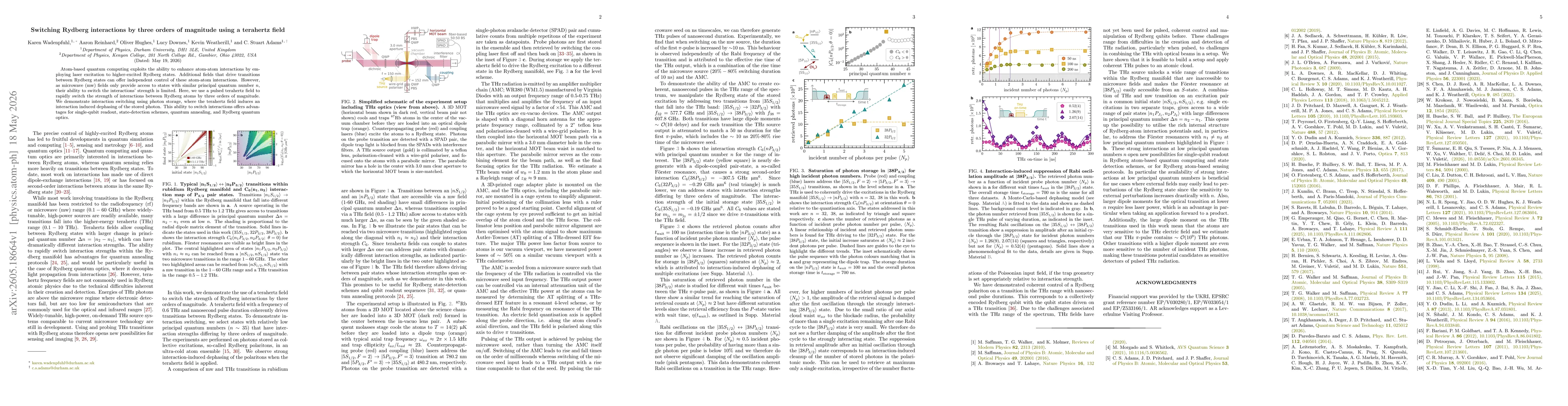 Thumbnail for Switching Rydberg interactions by three orders of magnitude using a terahertz field
