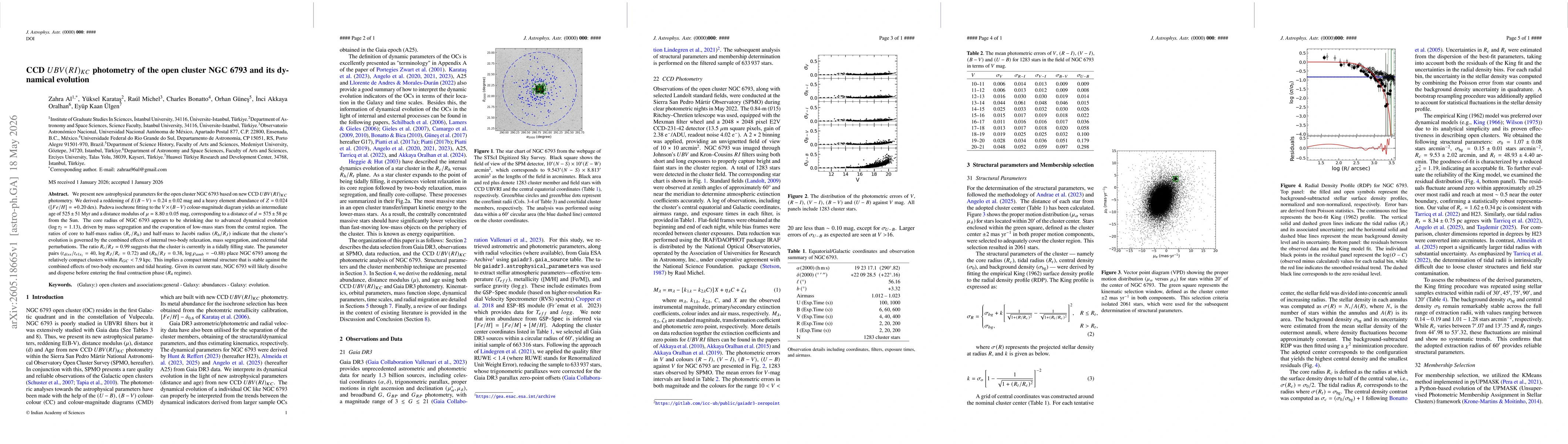 Thumbnail for CCD () photometry of the open cluster NGC 6793 and its dynamical evolution
