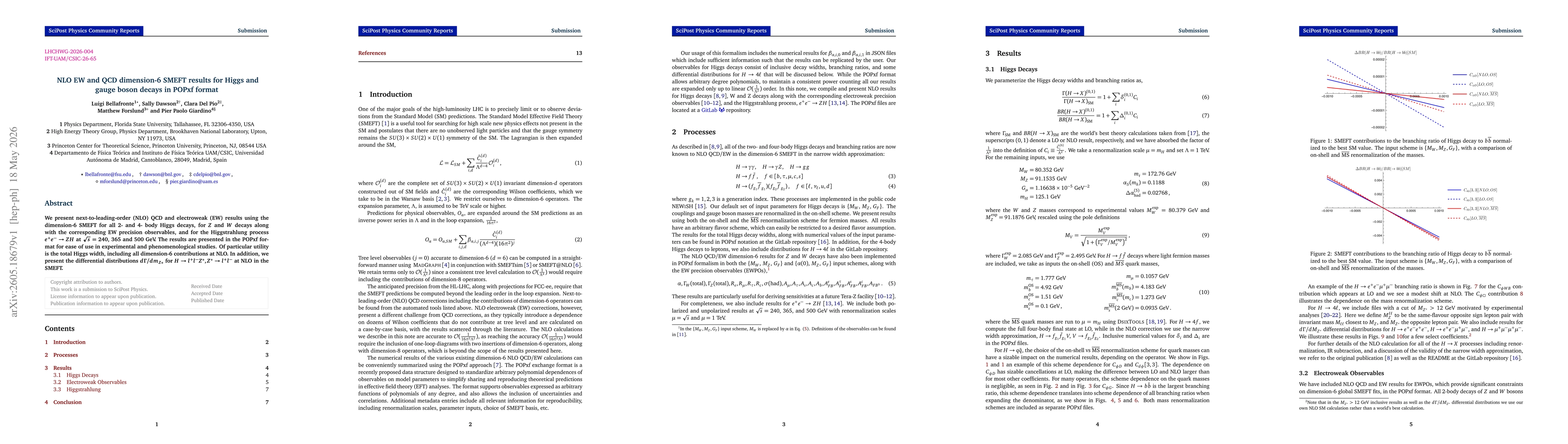 Thumbnail for NLO EW and QCD dimension-6 SMEFT results for Higgs and gauge boson decays in POPxf format
