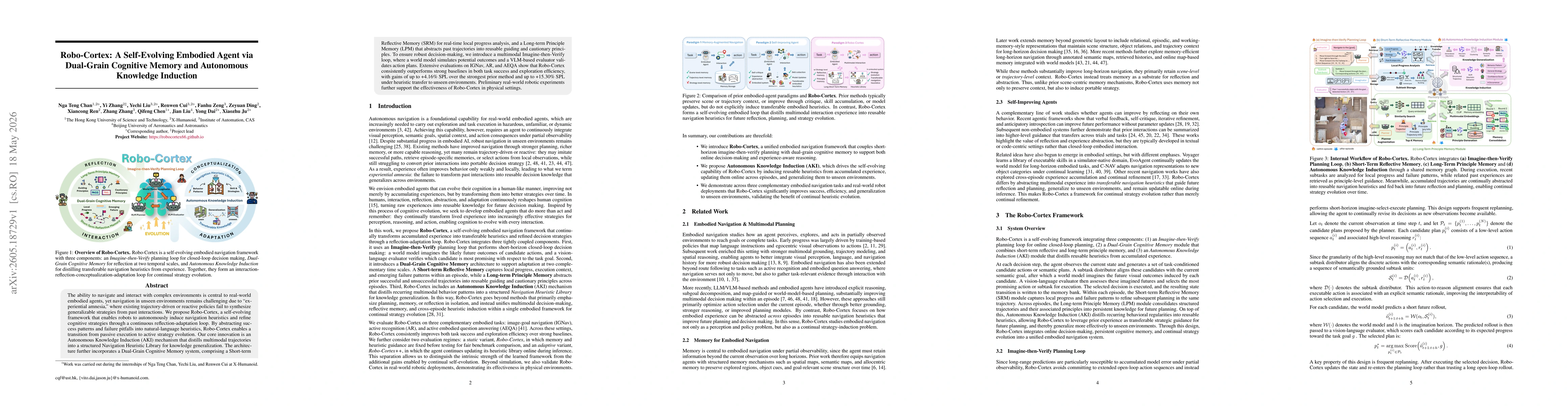 Thumbnail for Robo-Cortex: A Self-Evolving Embodied Agent via Dual-Grain Cognitive Memory and Autonomous Knowledge Induction