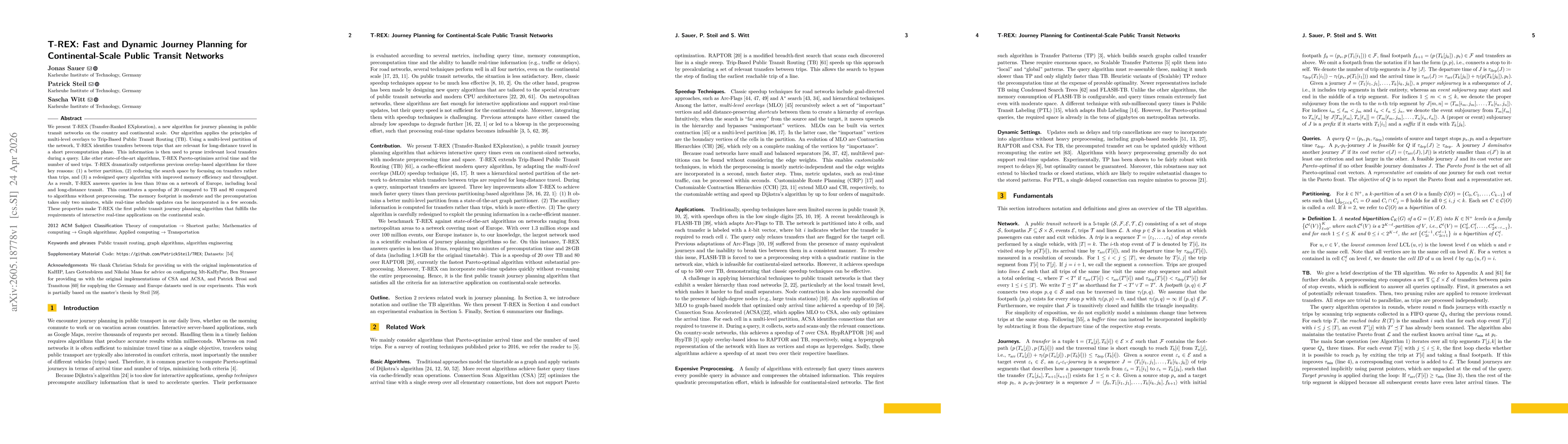 Thumbnail for T-REX: Fast and Dynamic Journey Planning for Continental-Scale Public Transit Networks