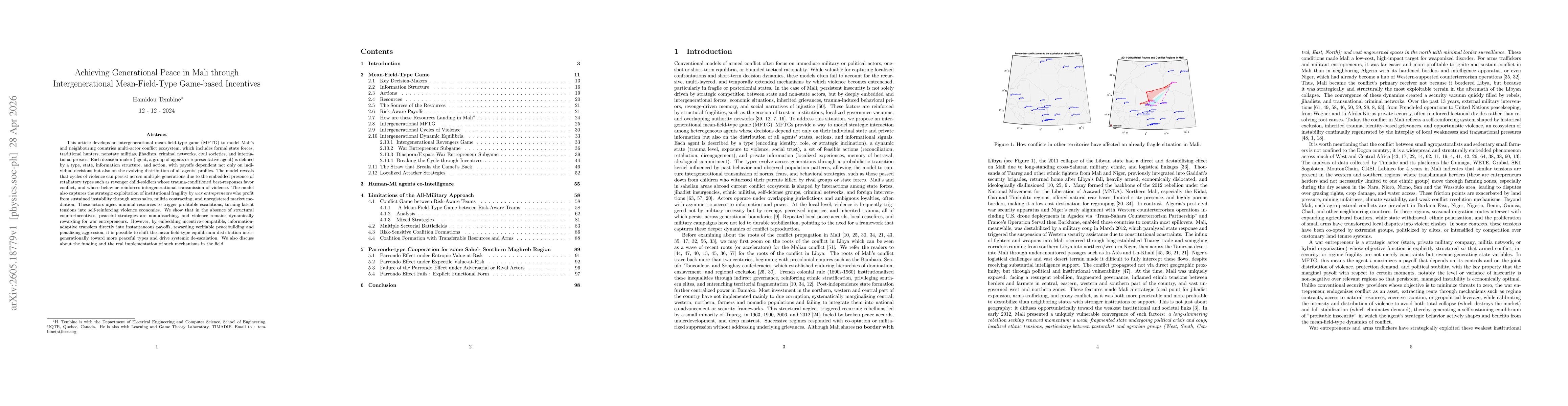 Thumbnail for Achieving Generational Peace in Mali through Intergenerational Mean-Field-Type Game-based Incentives