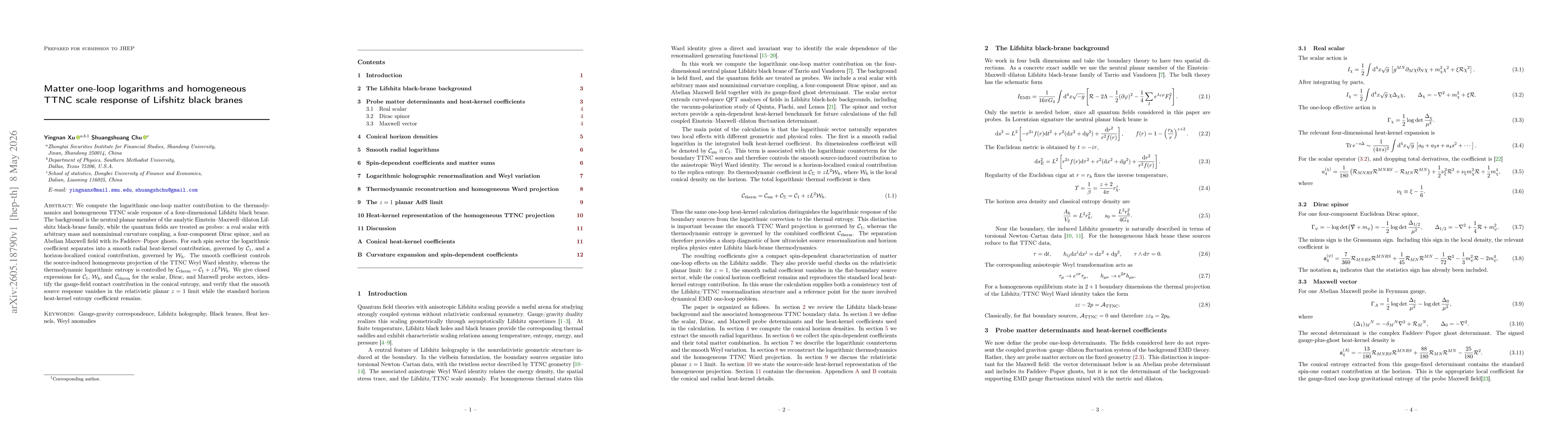 Thumbnail for Matter one-loop logarithms and homogeneous TTNC scale response of Lifshitz black branes