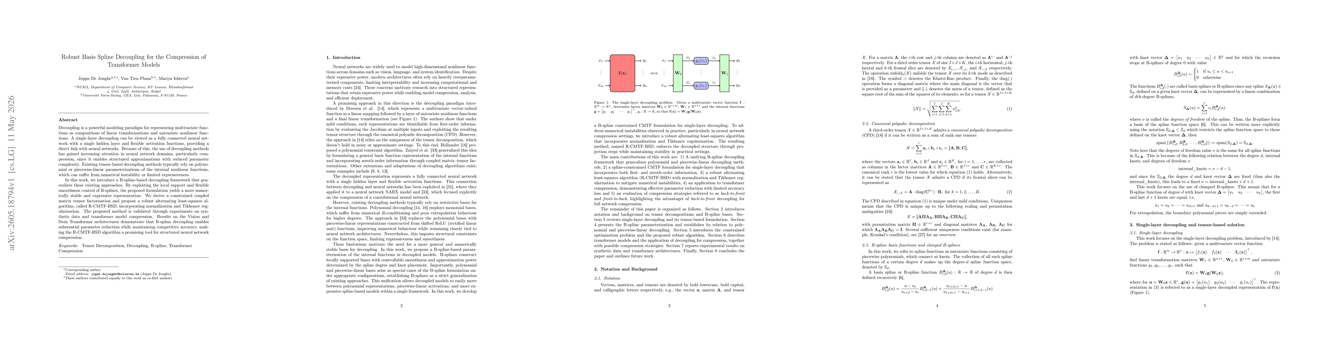 Thumbnail for Robust Basis Spline Decoupling for the Compression of Transformer Models
