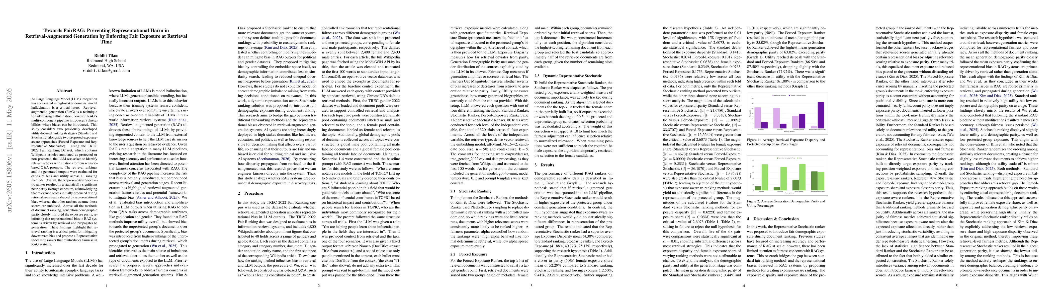 Thumbnail for Towards FairRAG: Preventing Representational Harm in Retrieval-Augmented Generation by Enforcing Fair Exposure at Retrieval Time