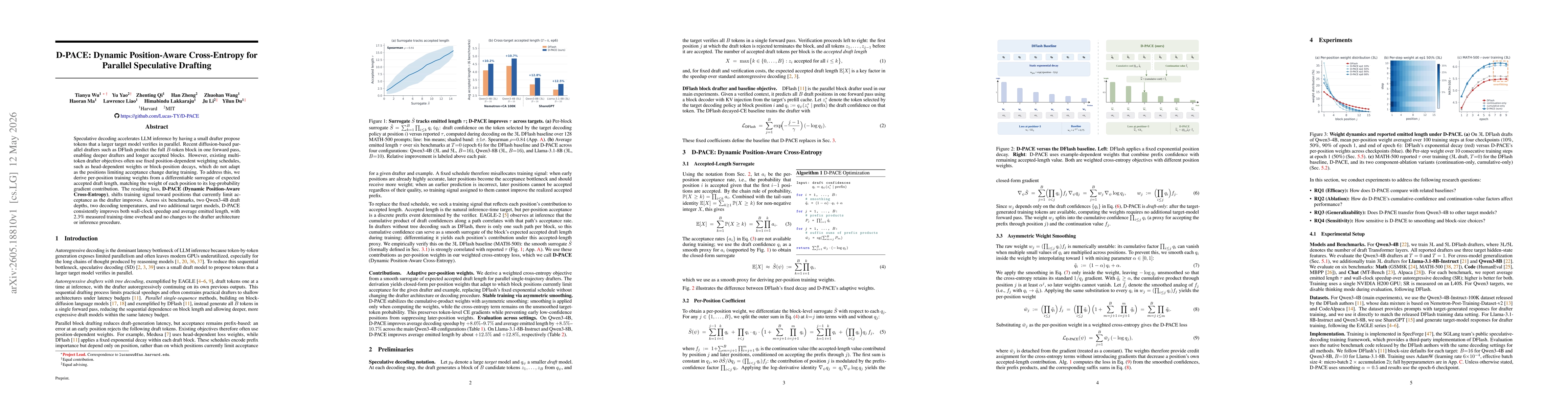 Thumbnail for D-PACE: Dynamic Position-Aware Cross-Entropy for Parallel Speculative Drafting