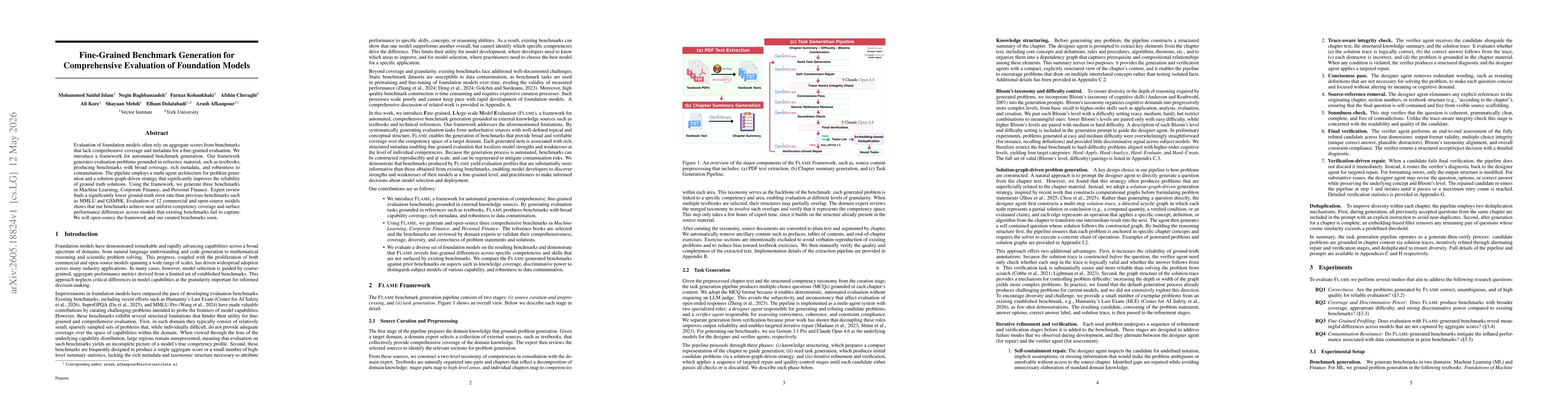 Thumbnail for Fine-Grained Benchmark Generation for Comprehensive Evaluation of Foundation Models