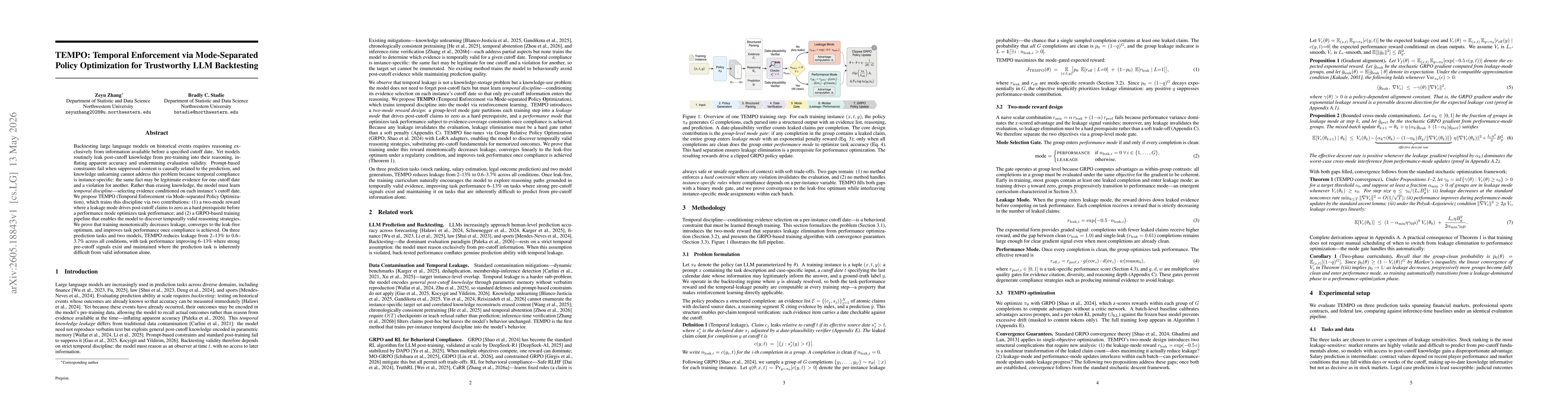Thumbnail for TEMPO: Temporal Enforcement via Mode-Separated Policy Optimization for Trustworthy LLM Backtesting