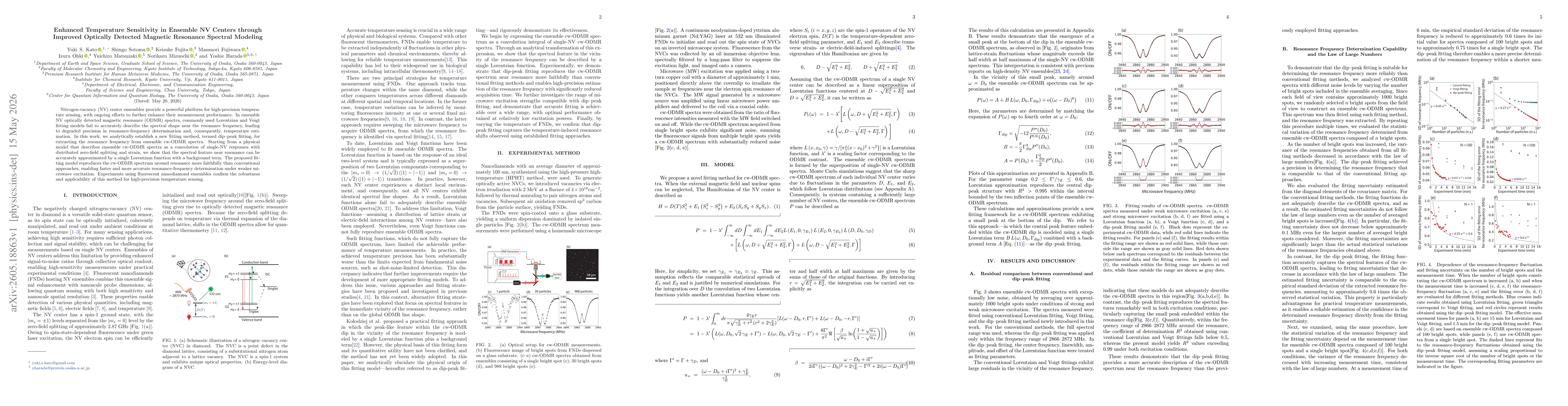 Thumbnail for Enhanced Temperature Sensitivity in Ensemble NV Centers through Improved Optically Detected Magnetic Resonance Spectral Modeling