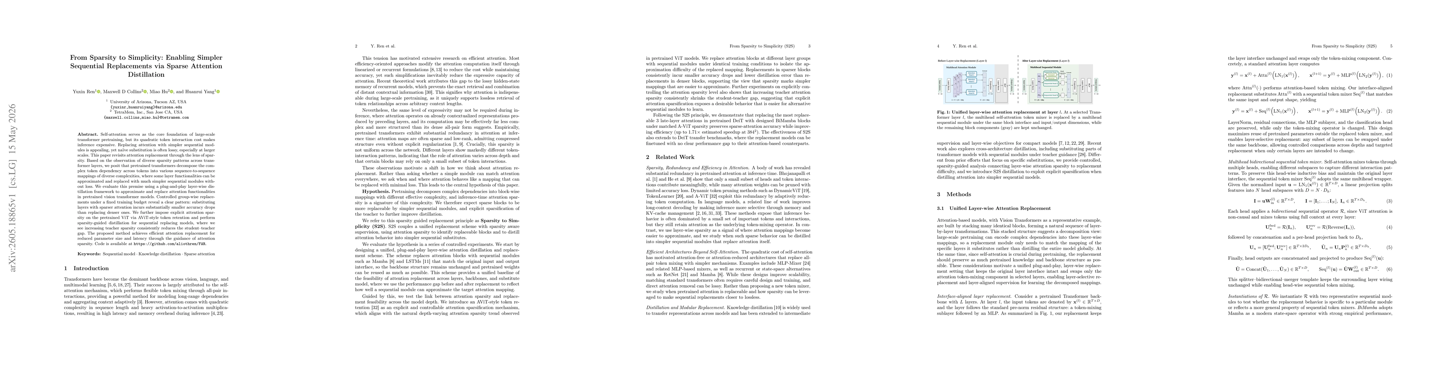 Thumbnail for From Sparsity to Simplicity: Enabling Simpler Sequential Replacements via Sparse Attention Distillation