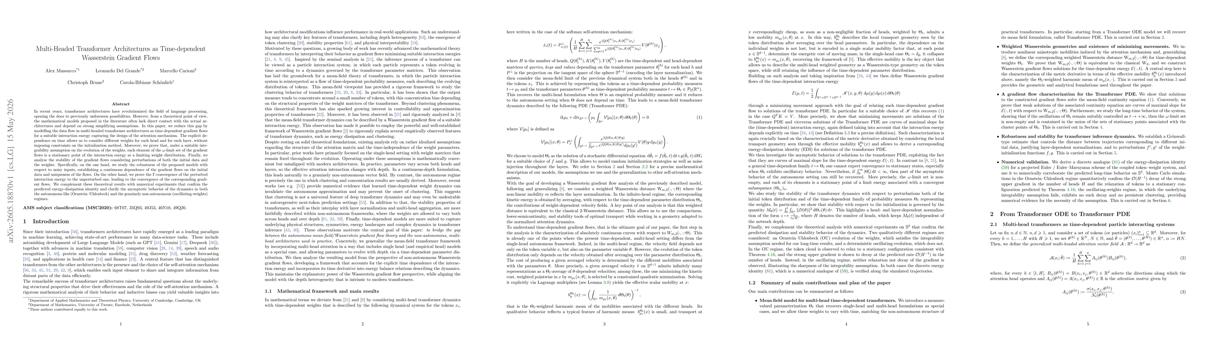Thumbnail for Multi-Headed Transformer Architectures as Time-dependent Wasserstein Gradient Flows
