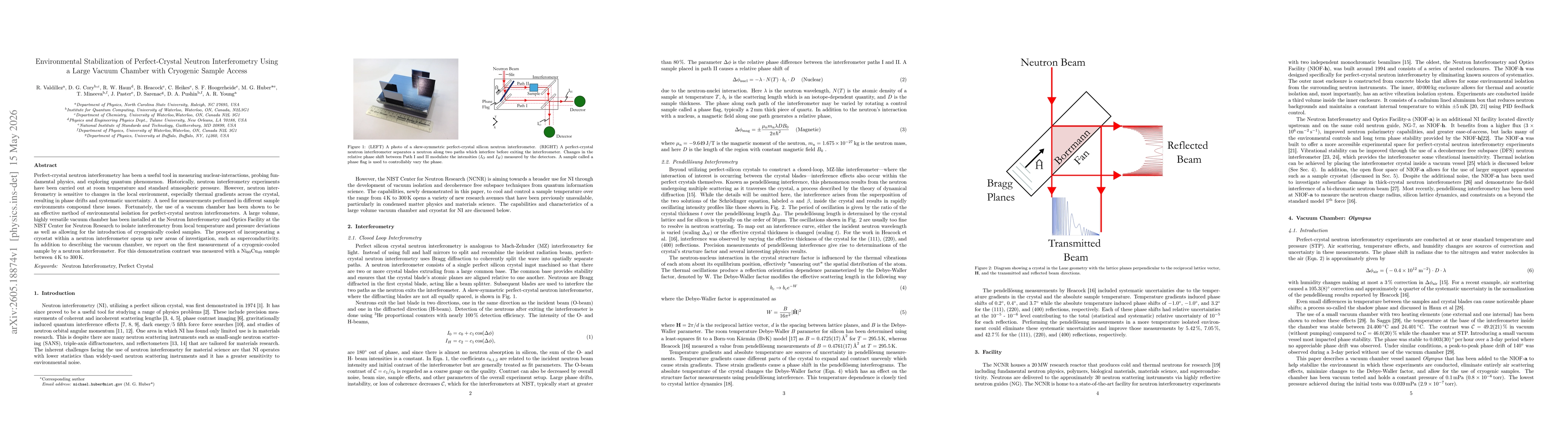 Thumbnail for Environmental Stabilization of Perfect-Crystal Neutron Interferometry Using a Large Vacuum Chamber with Cryogenic Sample Access