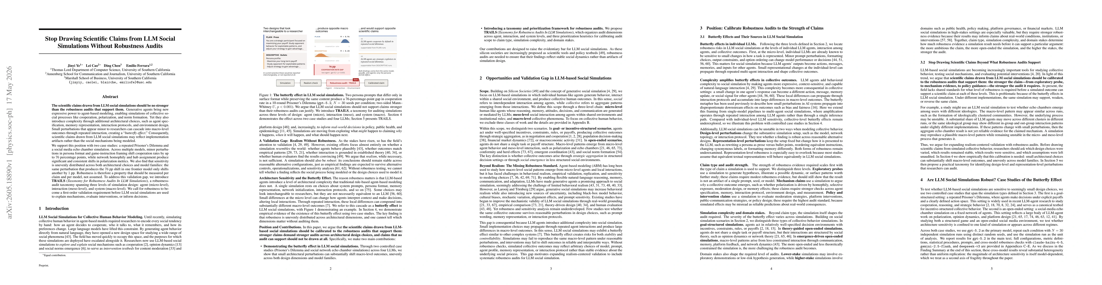 Thumbnail for Stop Drawing Scientific Claims from LLM Social Simulations Without Robustness Audits