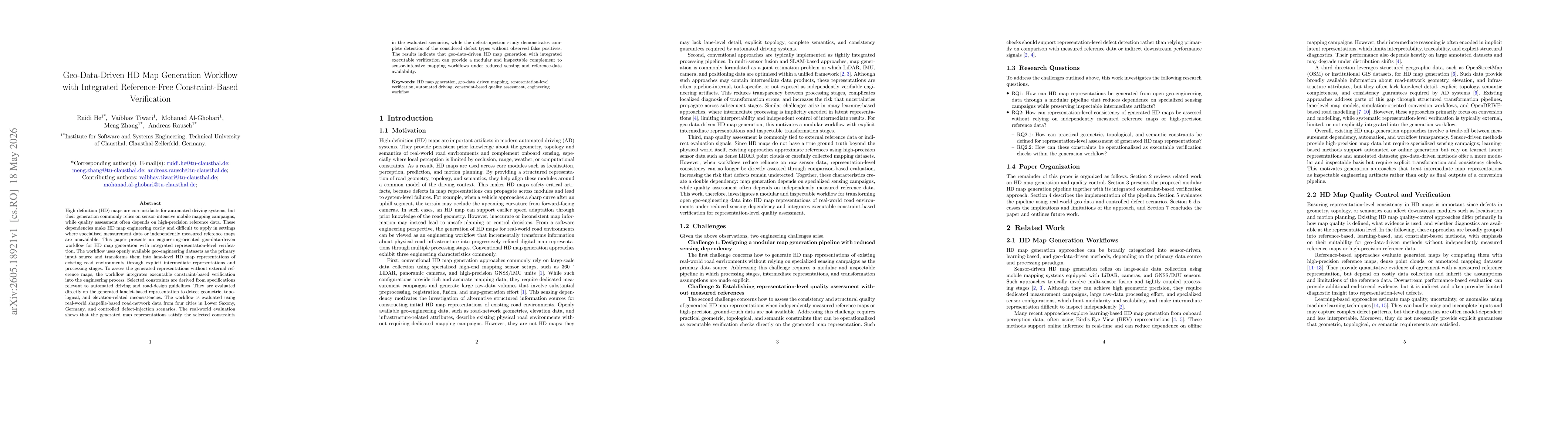Thumbnail for Geo-Data-Driven HD Map Generation Workflow with Integrated Reference-Free Constraint-Based Verification