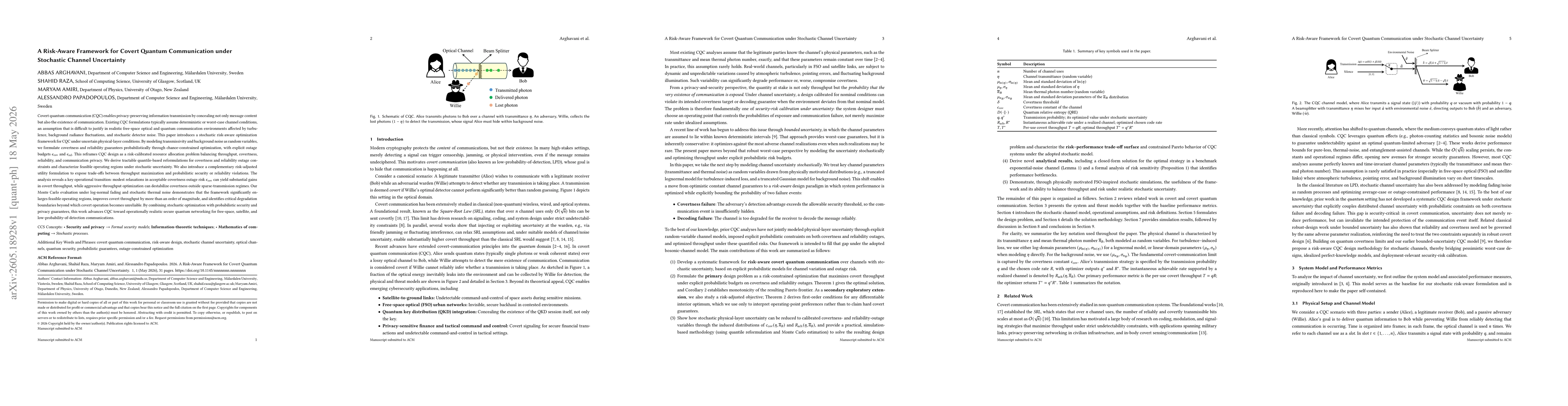 Thumbnail for A Risk-Aware Framework for Covert Quantum Communication under Stochastic Channel Uncertainty
