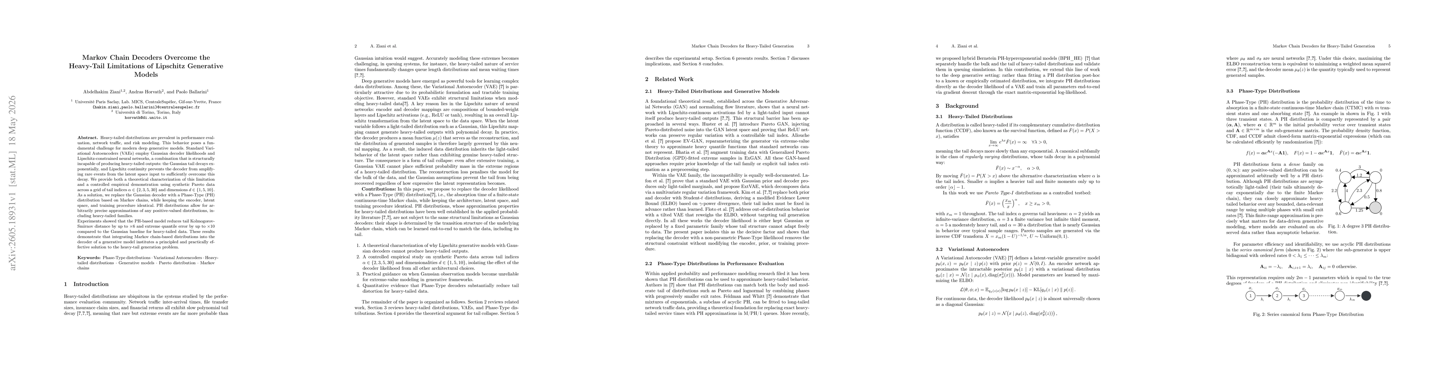 Thumbnail for Markov Chain Decoders Overcome the Heavy-Tail Limitations of Lipschitz Generative Models