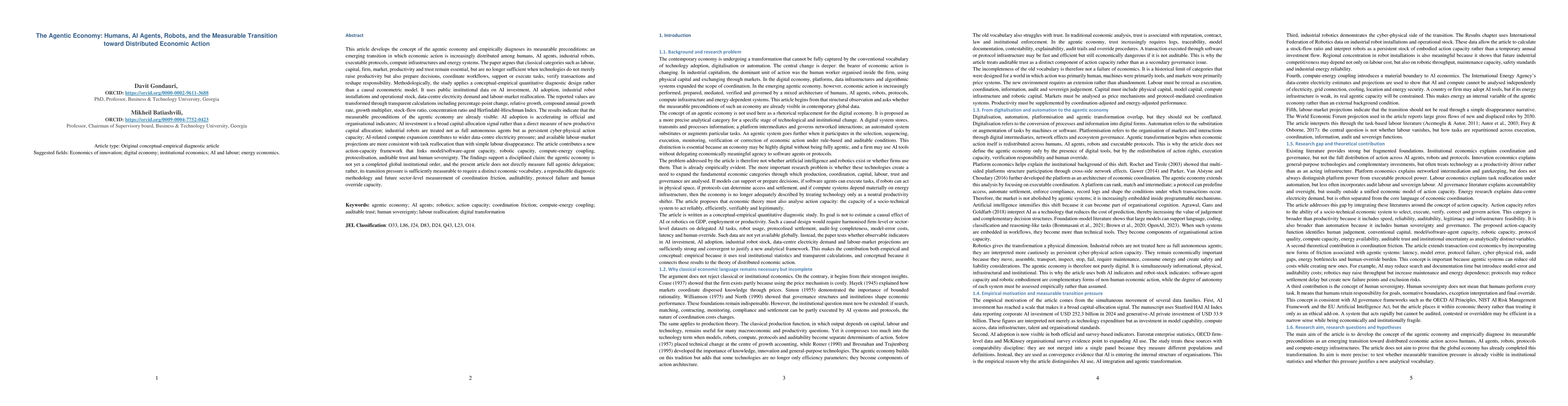Thumbnail for The Agentic Economy: Humans, AI Agents, Robots, and the Measurable Transition toward Distributed Economic Action