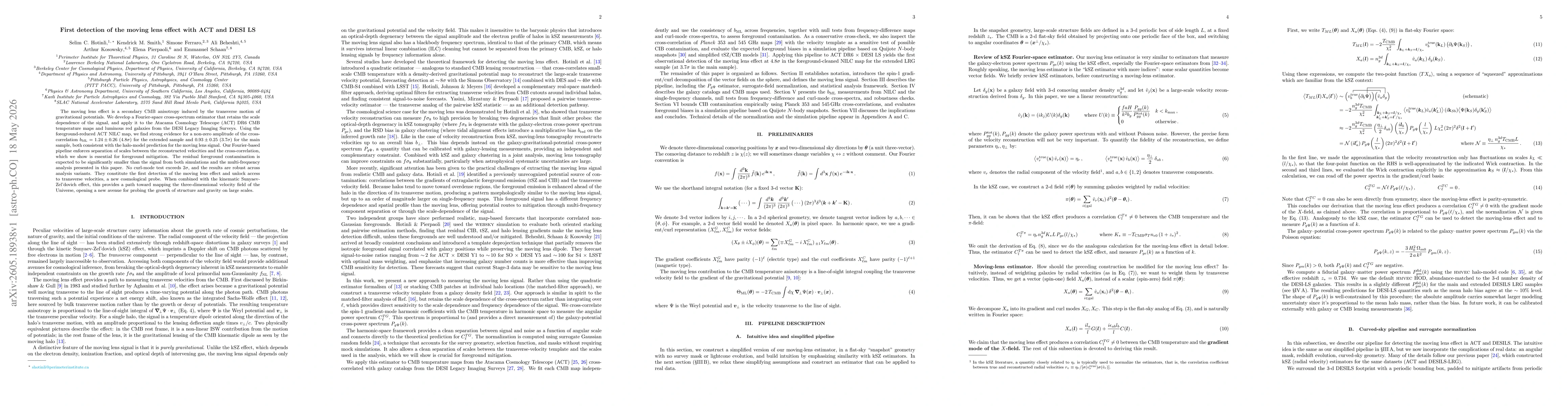 Thumbnail for First detection of the moving lens effect with ACT and DESI LS
