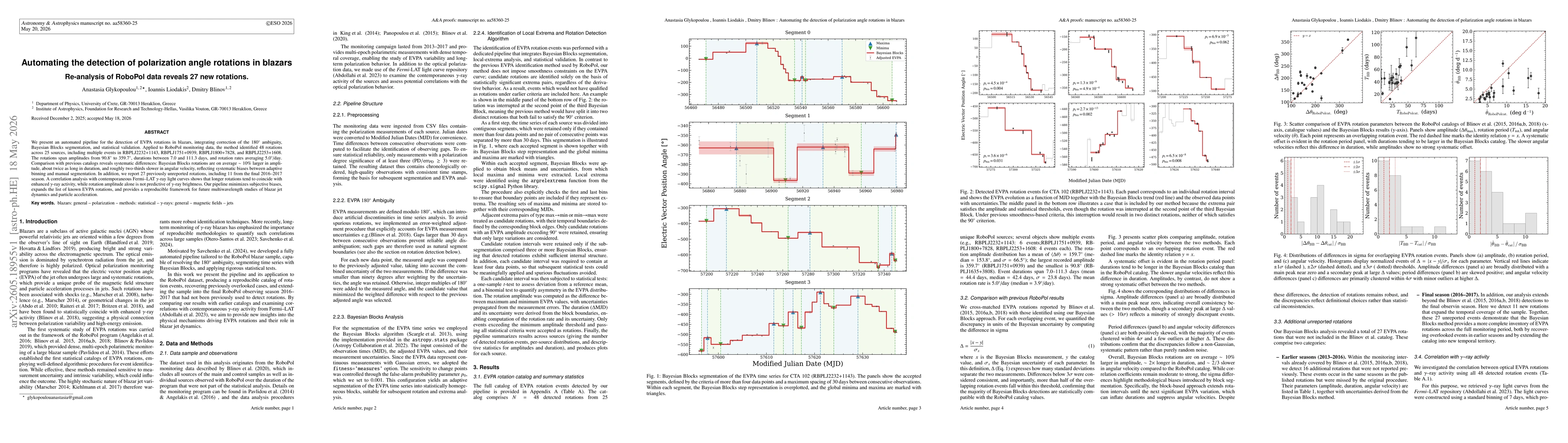 Thumbnail for Automating the detection of polarization angle rotations in blazars. Re-analysis of RoboPol data reveals 27 new rotations