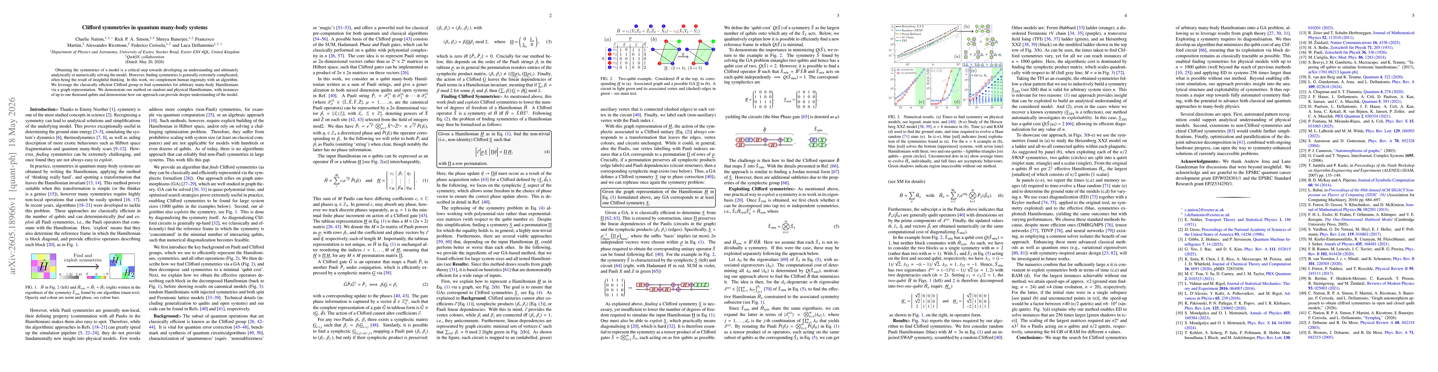 Thumbnail for Clifford symmetries in quantum many-body systems