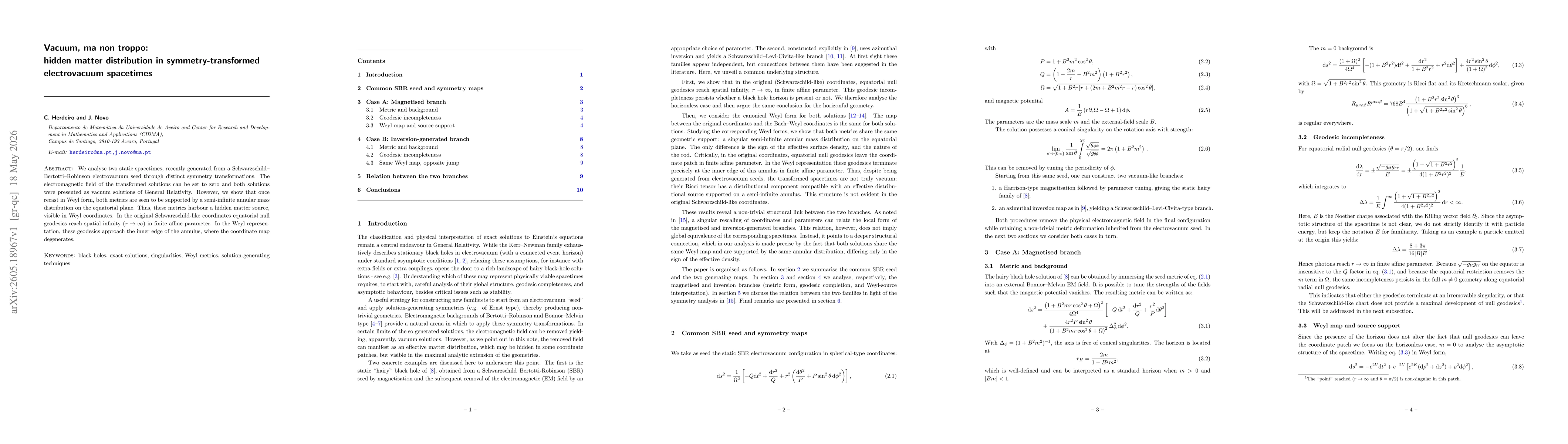 Thumbnail for Vacuum, ma non troppo: hidden matter distribution in symmetry-transformed electrovacuum spacetimes