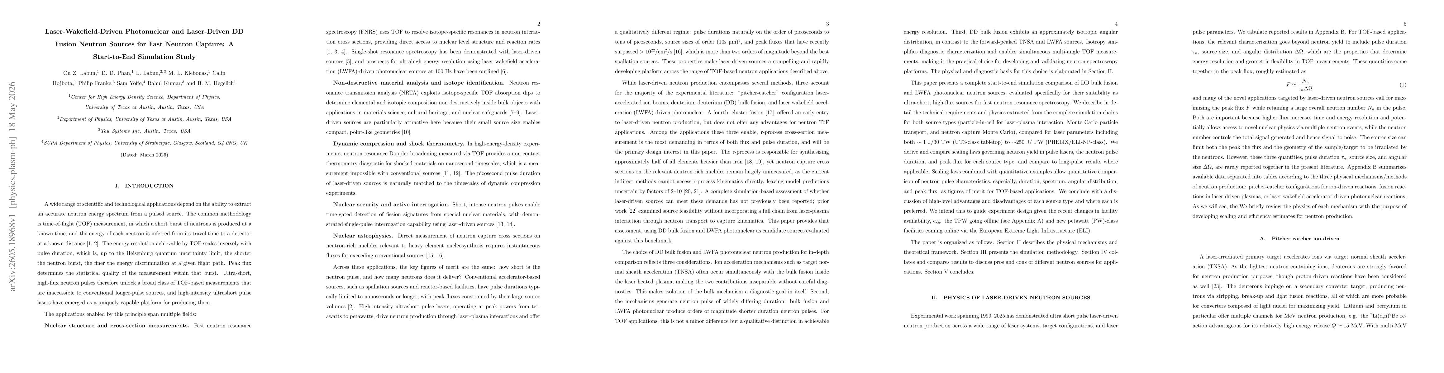 Thumbnail for Laser-Wakefield-Driven Photonuclear and Laser-Driven DD Fusion Neutron Sources for Fast Neutron Capture: A Start-to-End Simulation Study