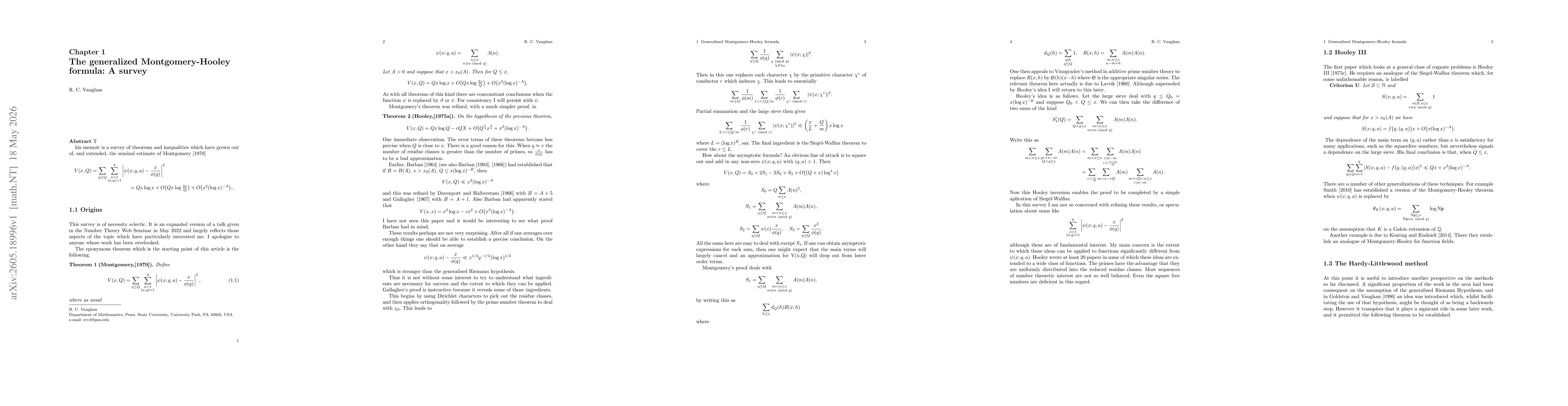 Thumbnail for The generalized Montgomery-Hooley formula: A survey