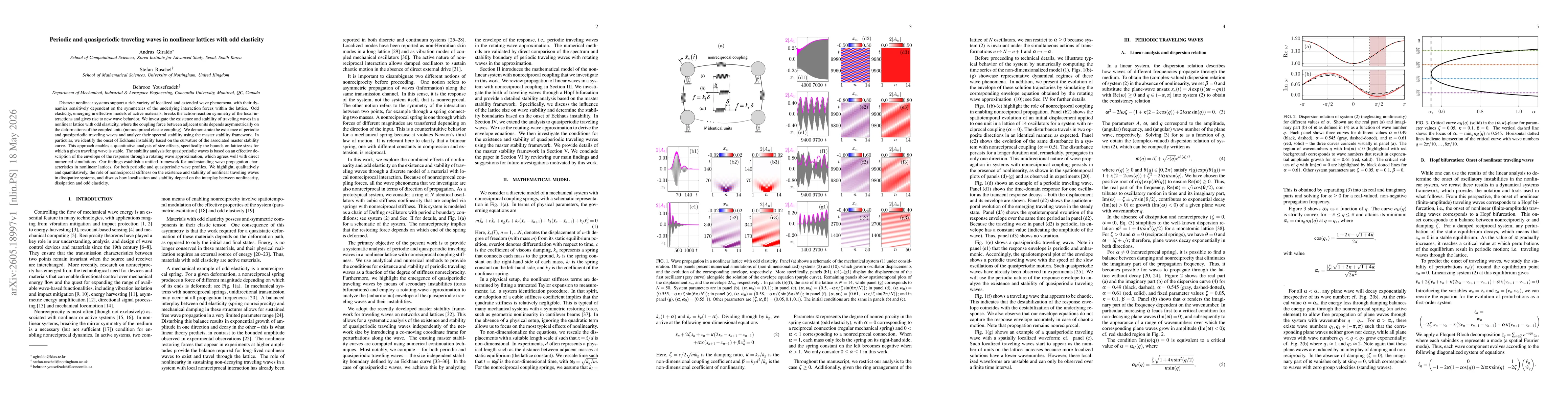 Thumbnail for Periodic and quasiperiodic traveling waves in nonlinear lattices with odd elasticity