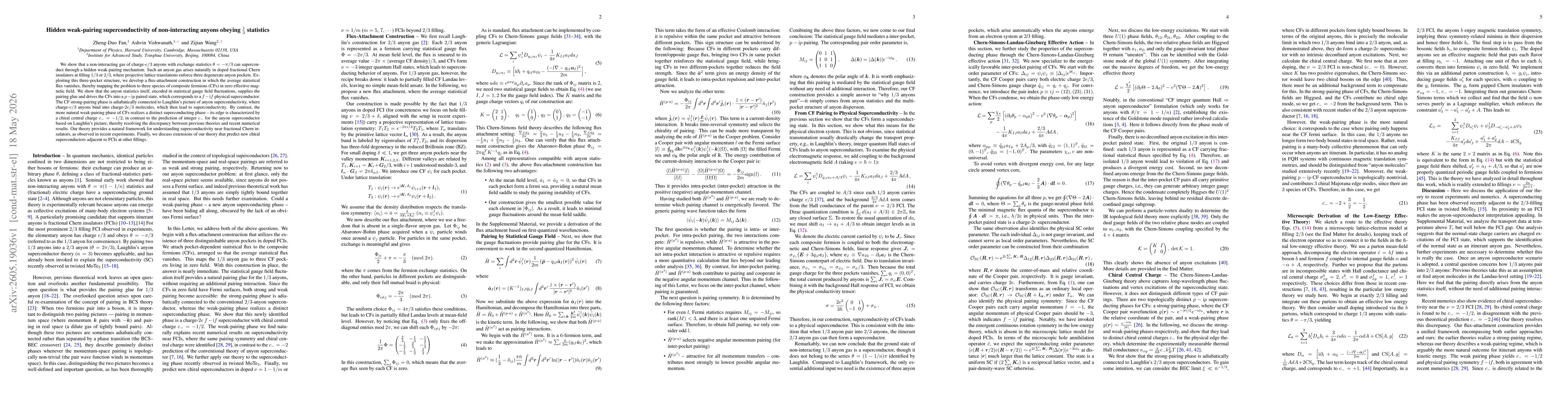 Thumbnail for Hidden weak-pairing superconductivity of non-interacting anyons obeying $\frac{1}{3}$ statistics