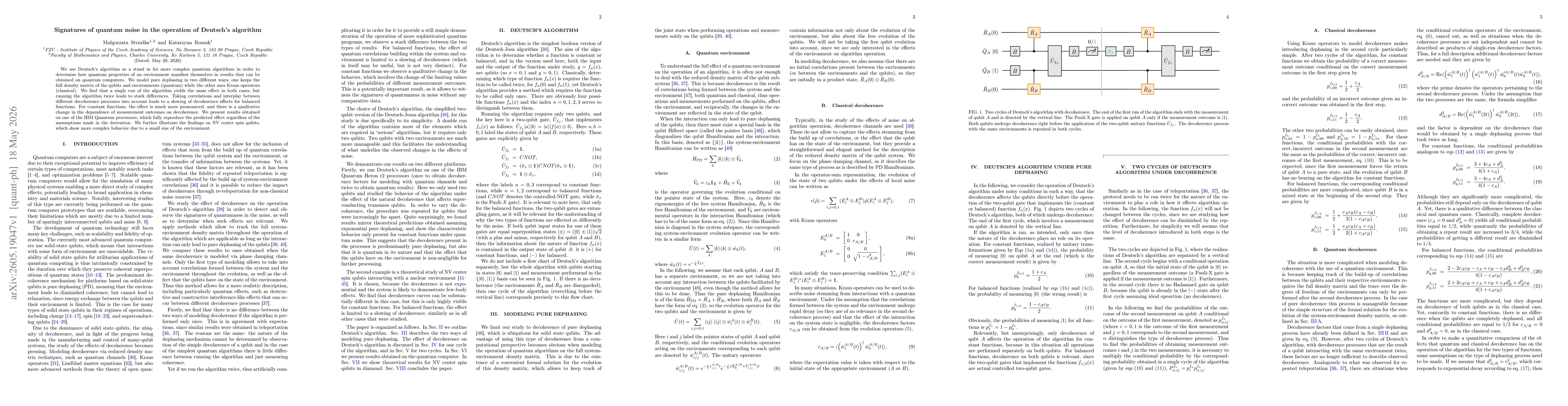 Thumbnail for Signatures of quantum noise in the operation of Deutsch's algorithm
