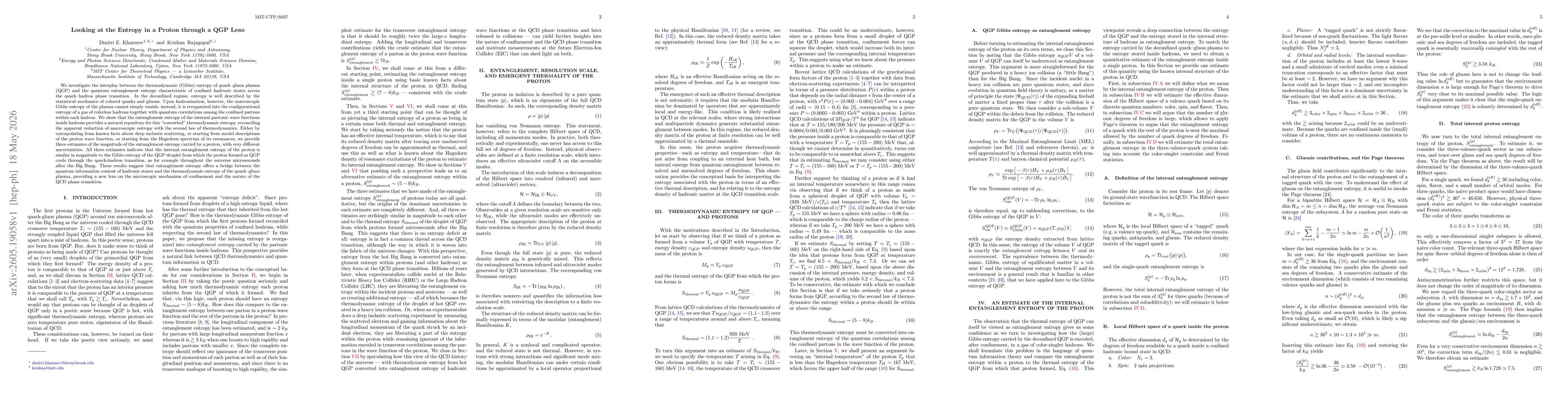 Thumbnail for Looking at the Entropy in a Proton through a QGP Lens
