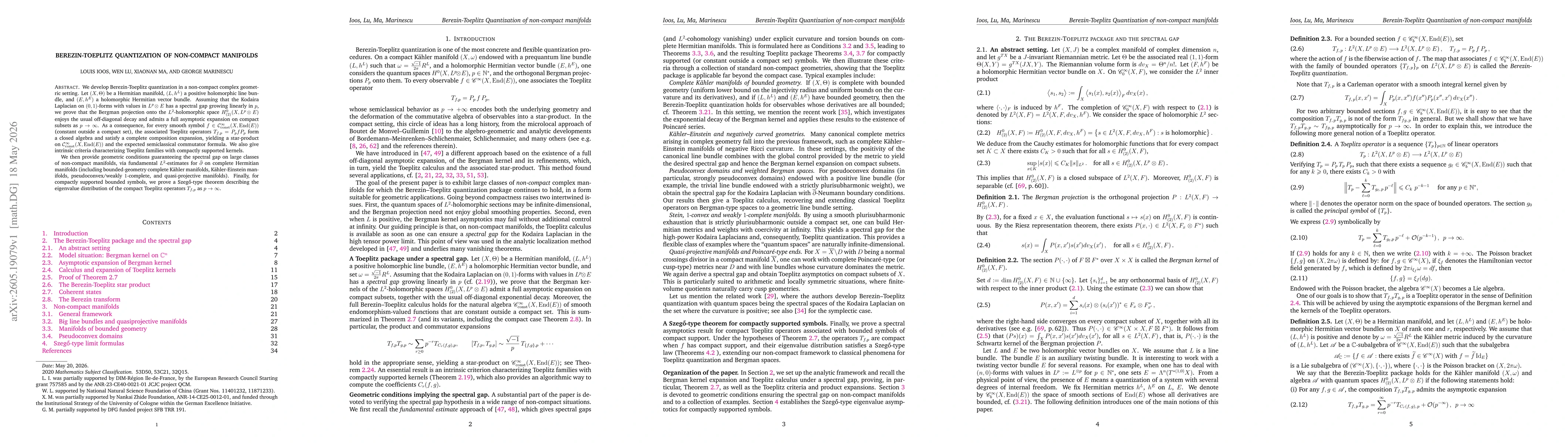 Thumbnail for Berezin-Toeplitz Quantization of non-compact manifolds