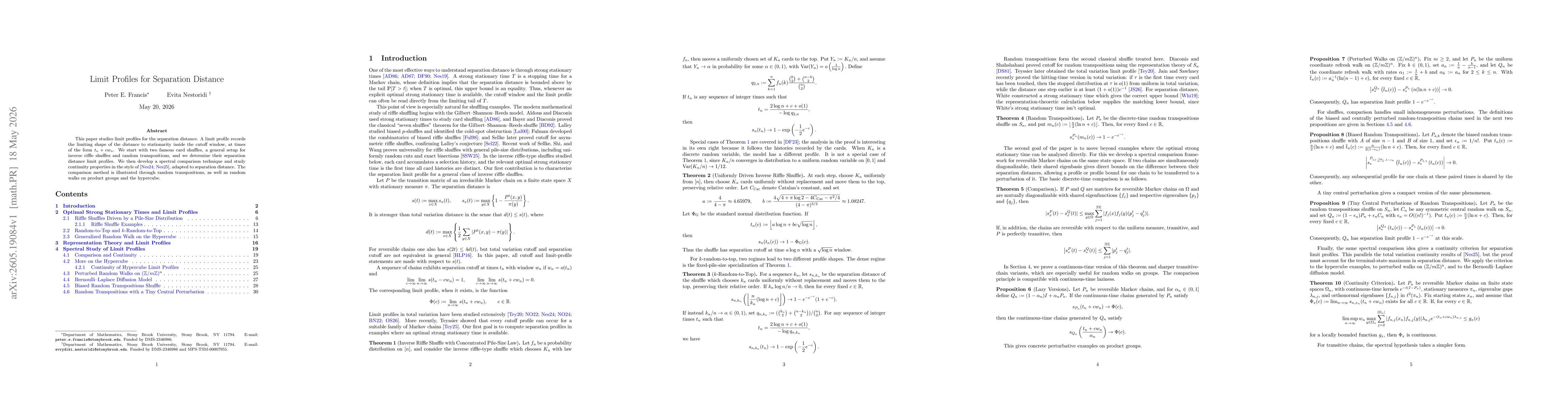 Thumbnail for Limit Profiles for Separation Distance