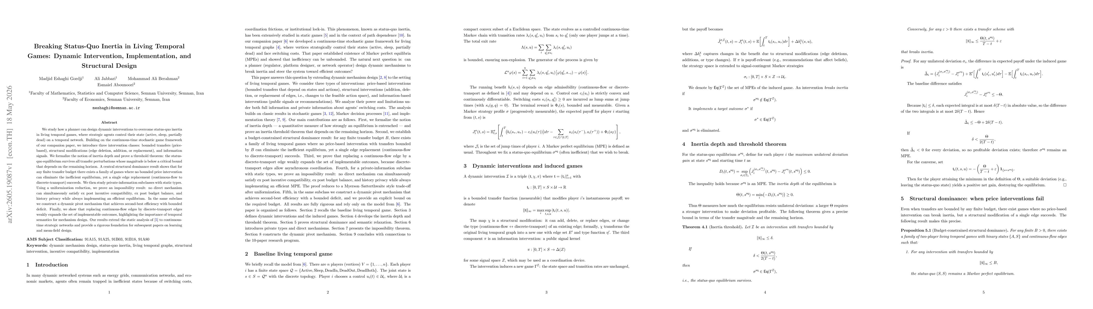 Thumbnail for Breaking Status-Quo Inertia in Living Temporal Games: Dynamic Intervention, Implementation, and Structural Design