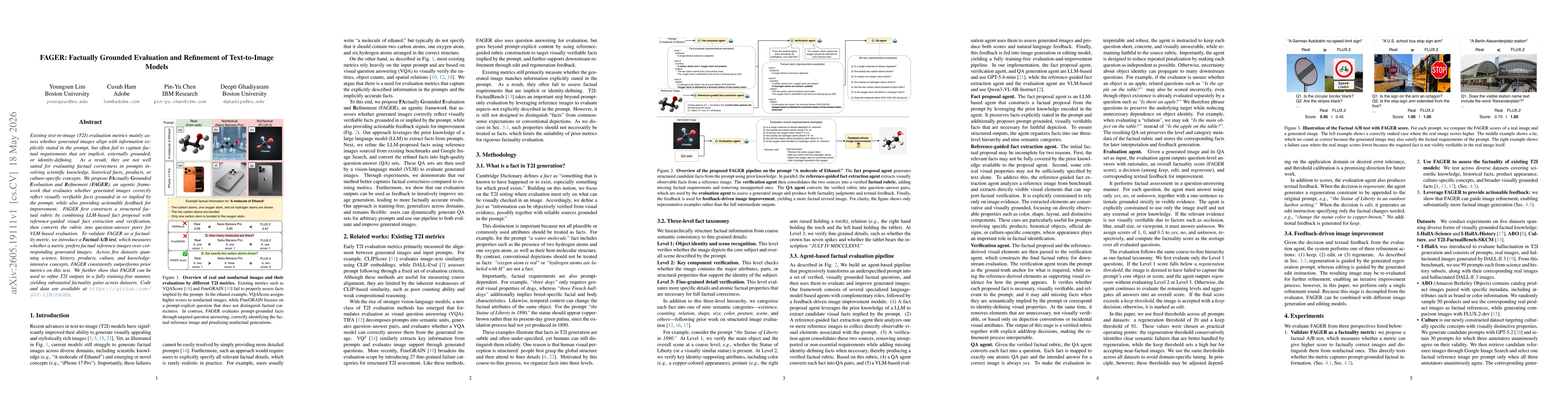 Thumbnail for FAGER: Factually Grounded Evaluation and Refinement of Text-to-Image Models