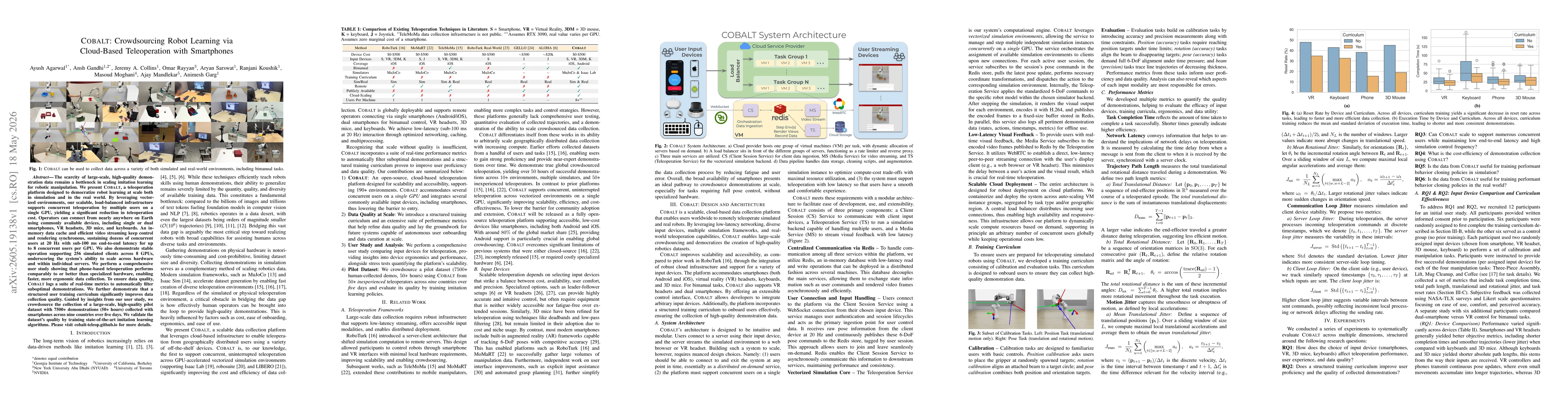 Thumbnail for COBALT: Crowdsourcing Robot Learning via Cloud-Based Teleoperation with Smartphones