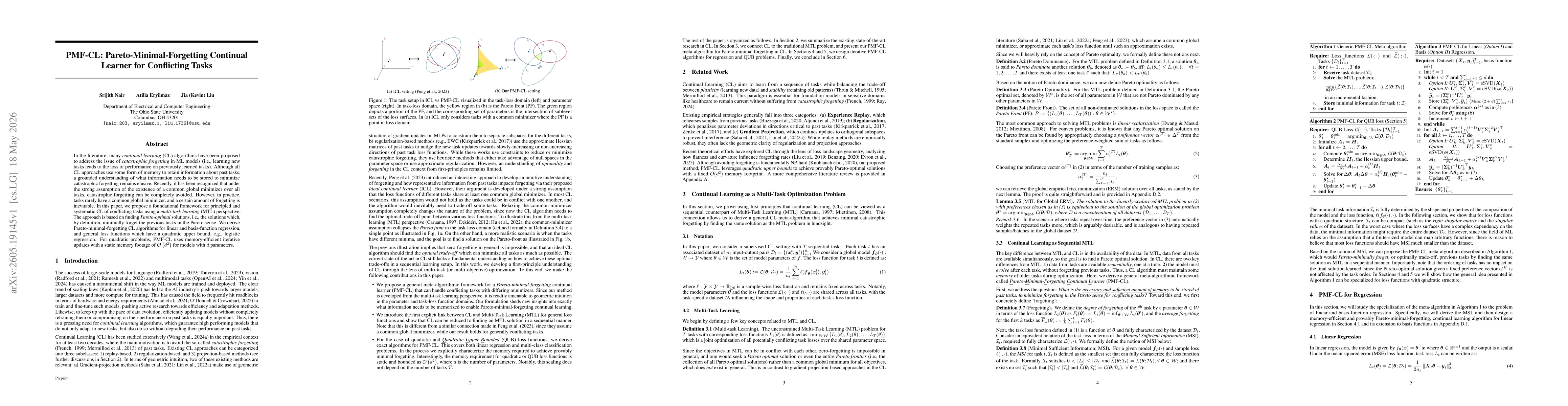 Thumbnail for PMF-CL: Pareto-Minimal-Forgetting Continual Learner for Conflicting Tasks