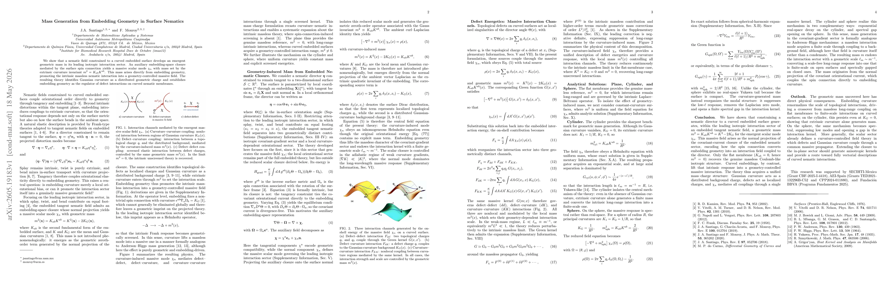Thumbnail for Mass Generation from Embedding Geometry in Surface Nematics