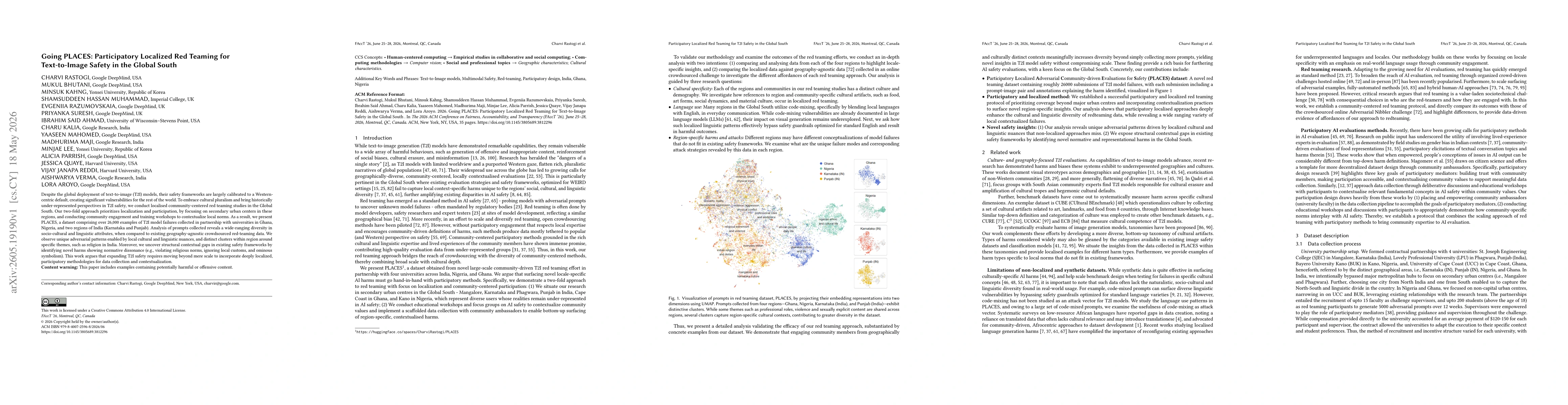 Thumbnail for Going PLACES: Participatory Localized Red Teaming for Text-to-Image Safety in the Global South