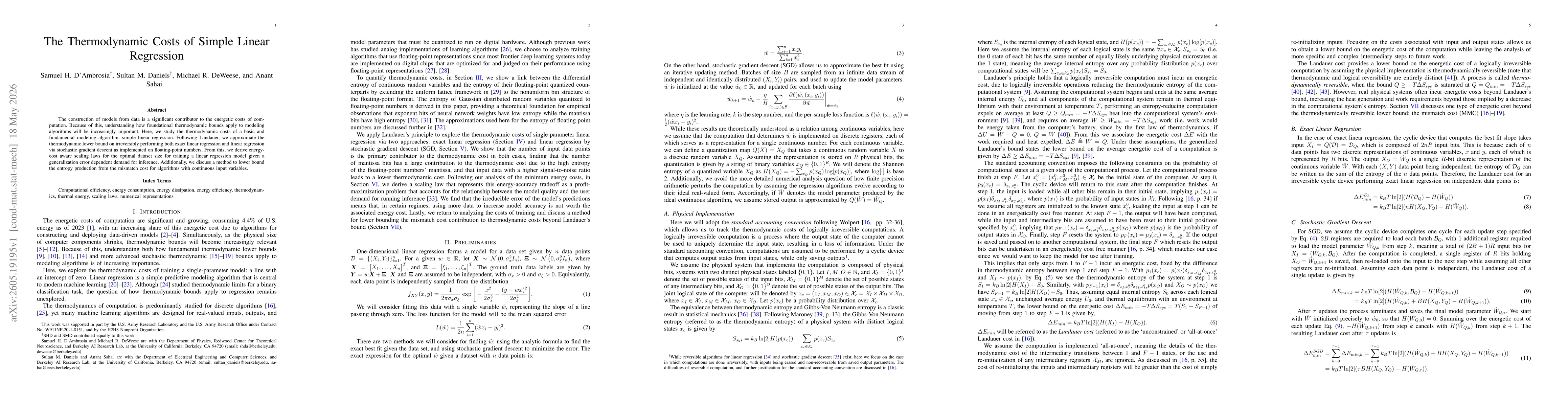 Thumbnail for The Thermodynamic Costs of Simple Linear Regression