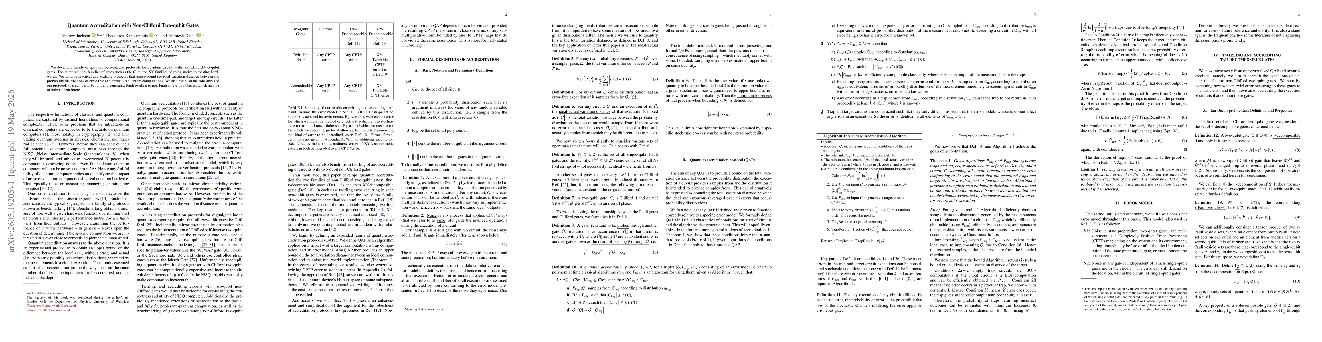 Thumbnail for Quantum Accreditation with Non-Clifford Two-qubit Gates