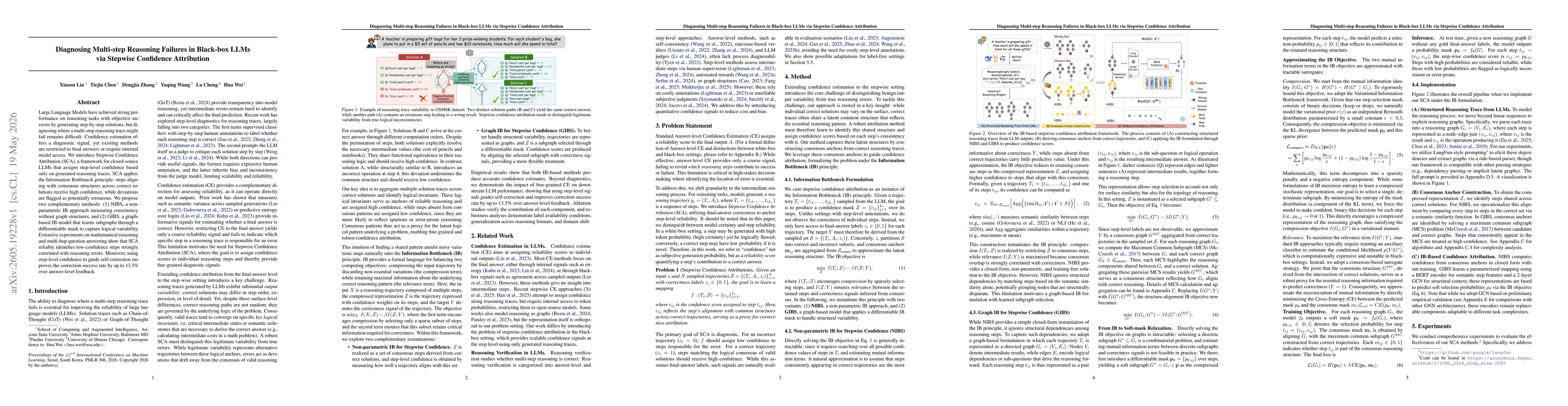Thumbnail for Diagnosing Multi-step Reasoning Failures in Black-box LLMs via Stepwise Confidence Attribution
