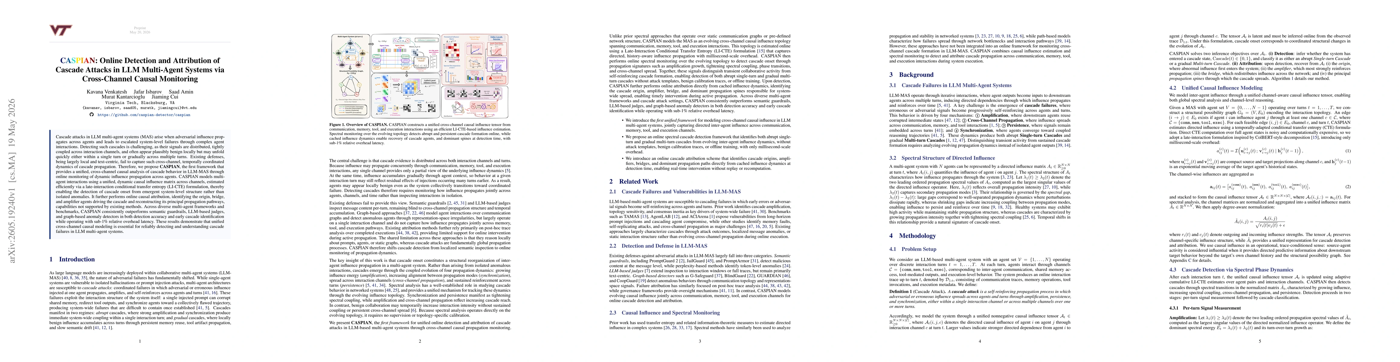 Thumbnail for CASPIAN: Online Detection and Attribution of Cascade Attacks in LLM Multi-Agent Systems via Cross-Channel Causal Monitoring