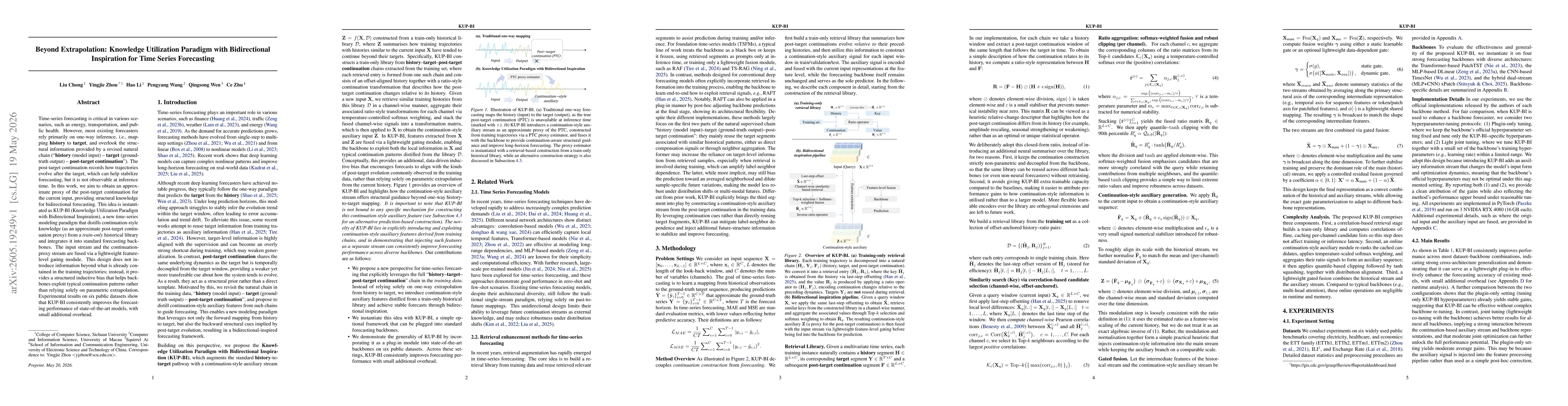Thumbnail for Beyond Extrapolation: Knowledge Utilization Paradigm with Bidirectional Inspiration for Time Series Forecasting