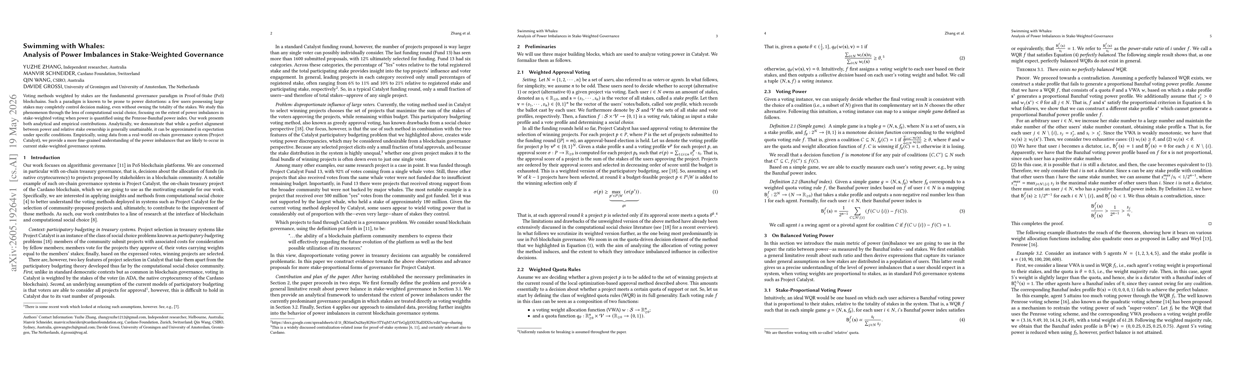 Thumbnail for Swimming with Whales: Analysis of Power Imbalances in Stake-Weighted Governance
