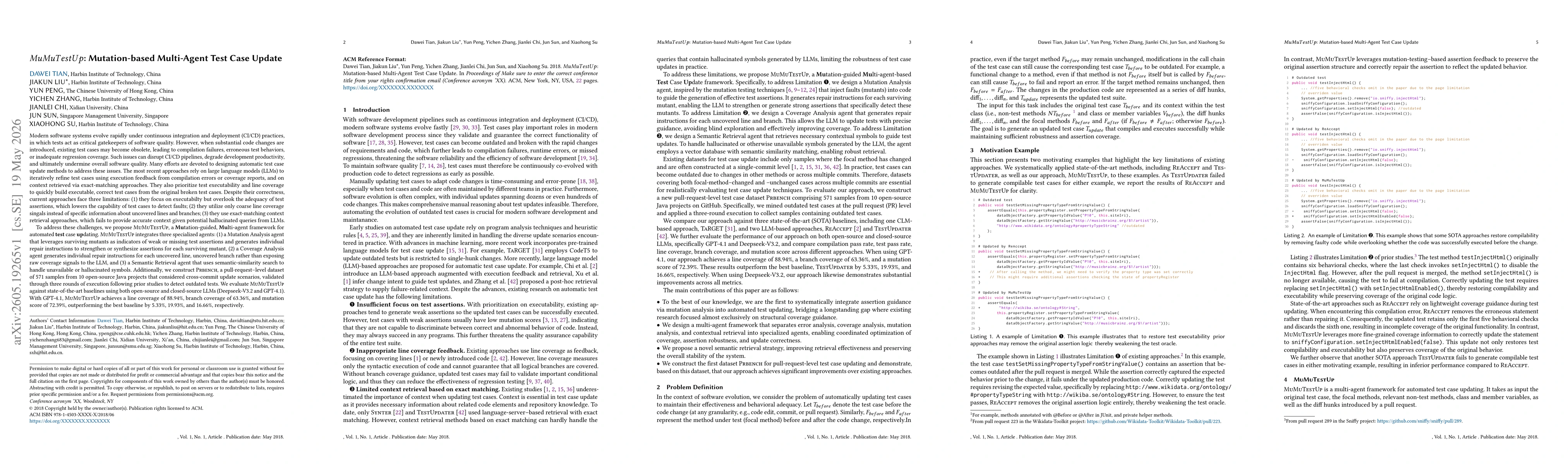 Thumbnail for MuMuTestUp: Mutation-based Multi-Agent Test Case Update