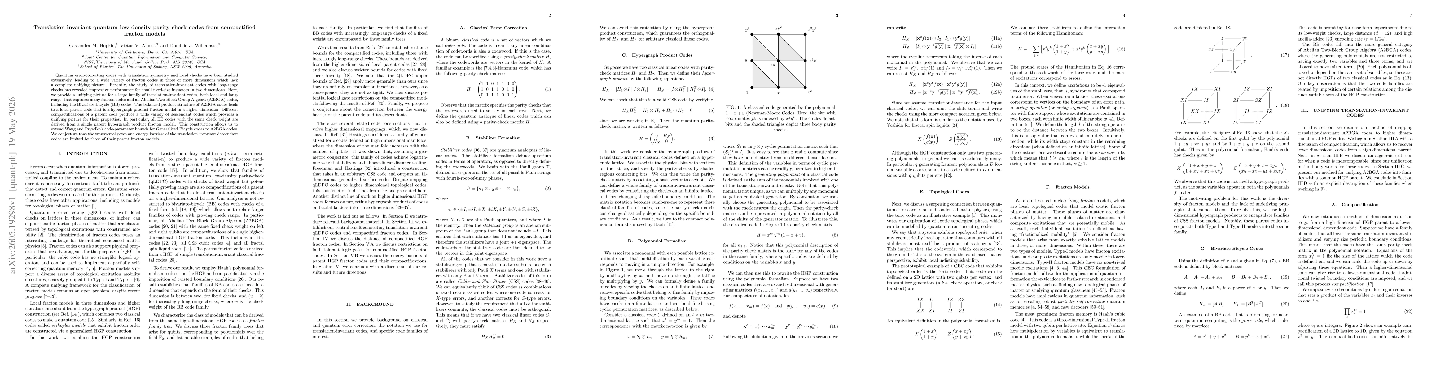 Thumbnail for Translation-invariant quantum low-density parity-check codes from compactified fracton models
