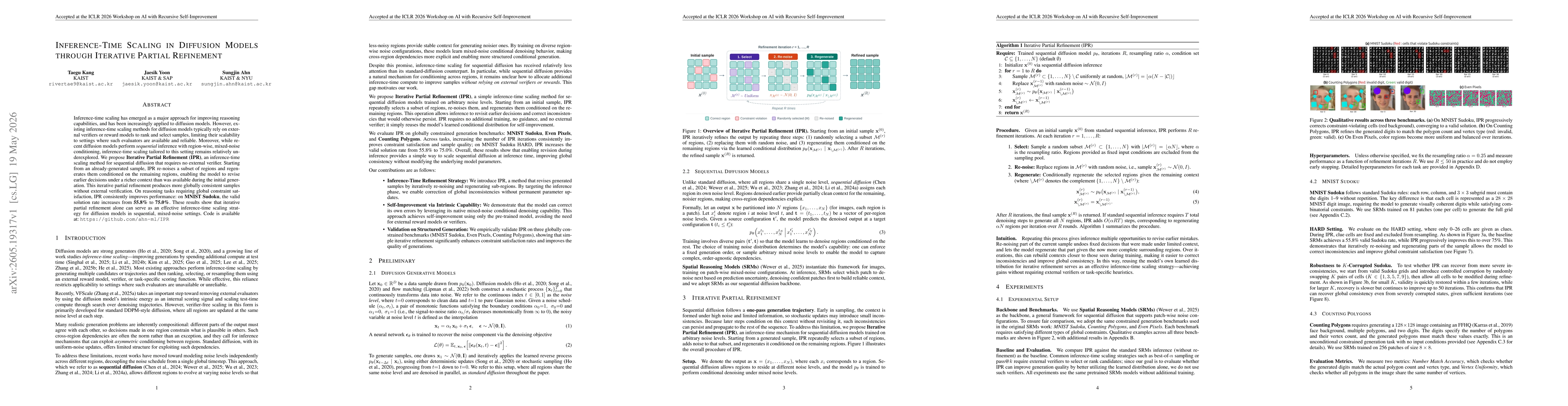 Thumbnail for Inference-Time Scaling in Diffusion Models through Iterative Partial Refinement