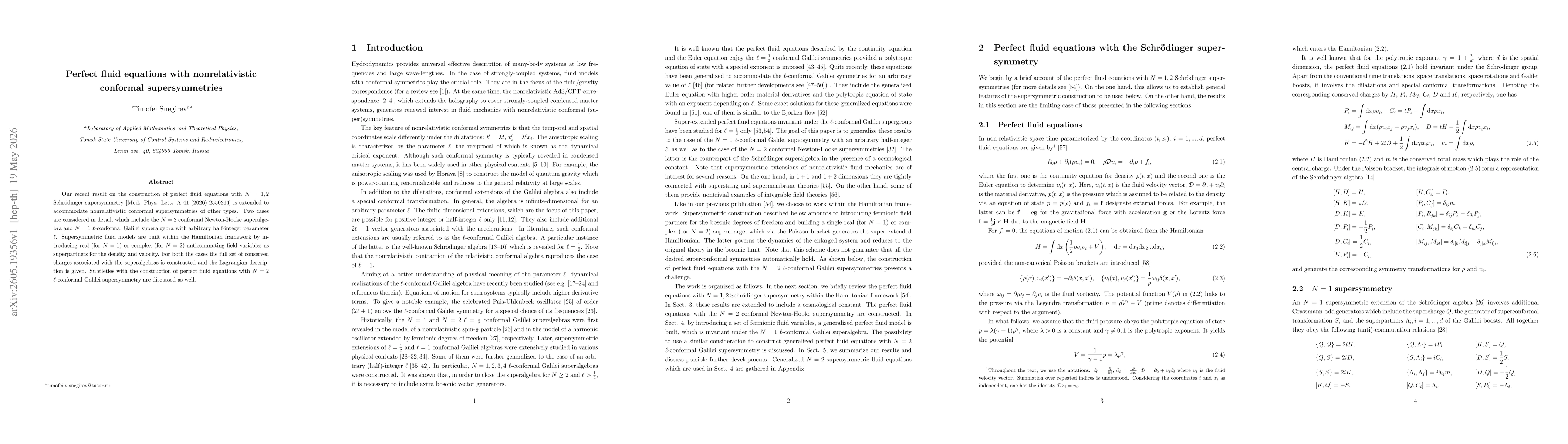 Thumbnail for Perfect fluid equations with nonrelativistic conformal supersymmetries